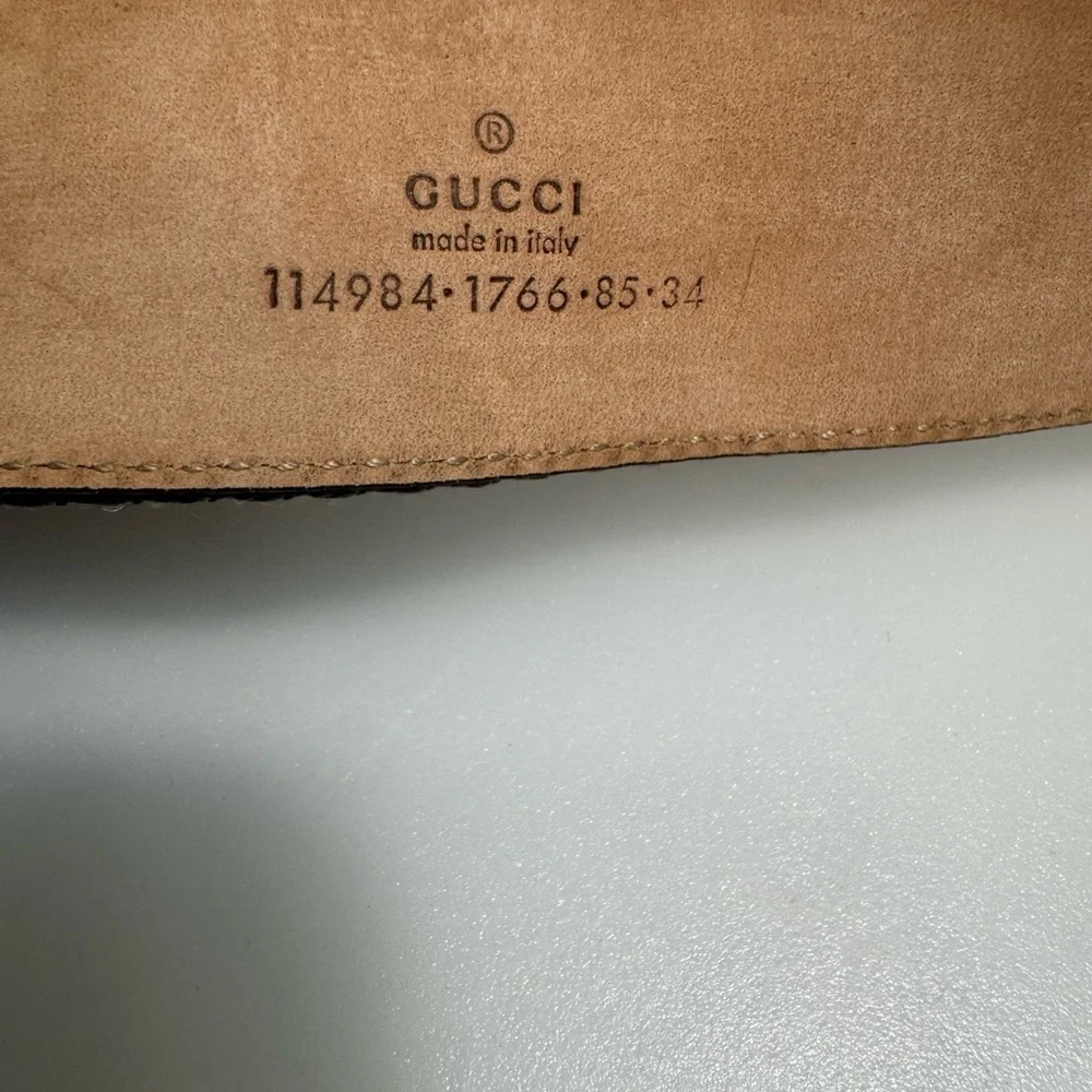 Gucci Green and Silver Belt with GG Logo Buckle 85/34